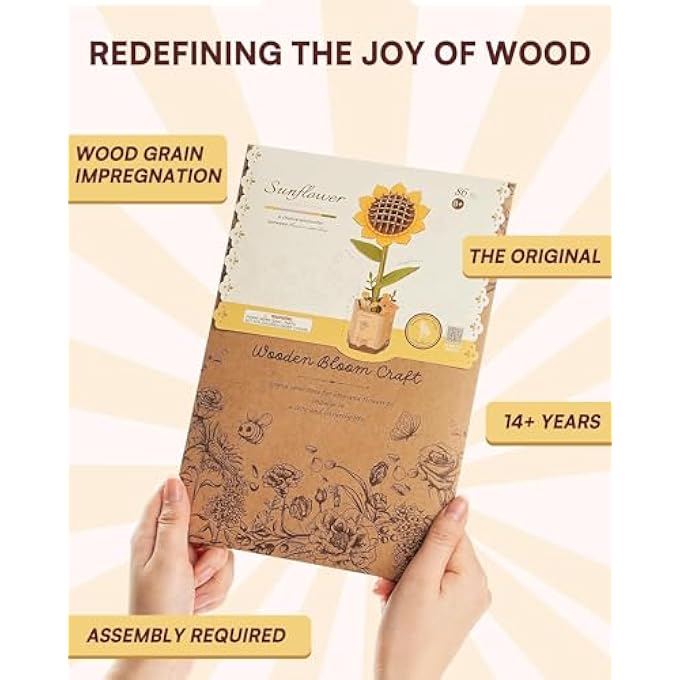 3D WOODEN FLOWER PUZZLE KIT FOR ADULTS  DIY SUNFLOWER MODEL WITH 86 PIECES, CREATIVE BOTANICAL CRAFT SET FOR HOME DECORATION, STRESS RELIEF & EDUCATIONAL GIFT, IDEAL FOR HOUSEWARMING AND RELAXATION - Image 4